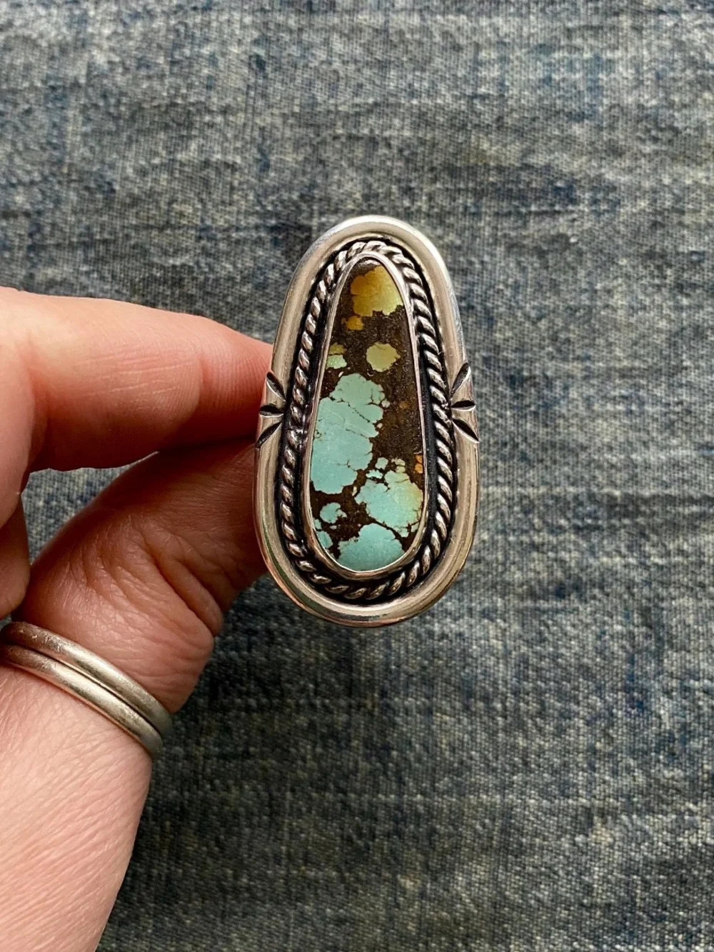 Hubei Turquoise Sterling Ring by “Mama Stone Vintage” Southwestern, Native